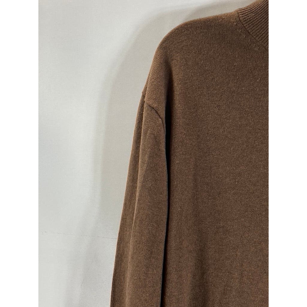 PAUL FREDRICK Men's Brown Mock-Neck Long Sleeve Pullover Sweater SZ M