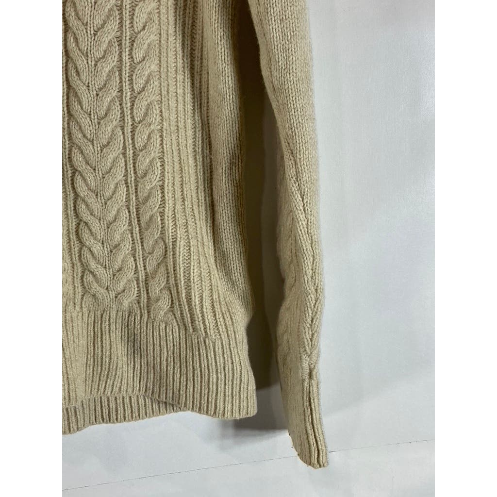 BANANA REPUBLIC Men's Cream Extra Fine Merino Wool-Blend Cable-Knit Sweater SZ S