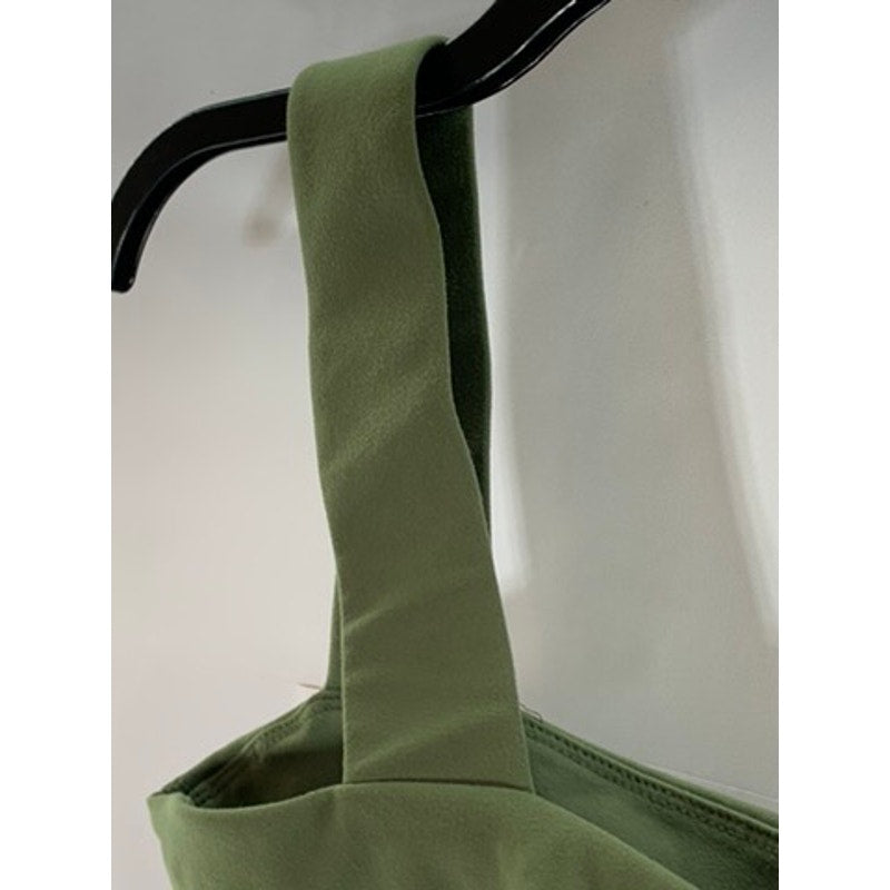 WE WORE WHAT Women's Solid Army Green Straight-Neck Bandeau Sport Bra SZ S