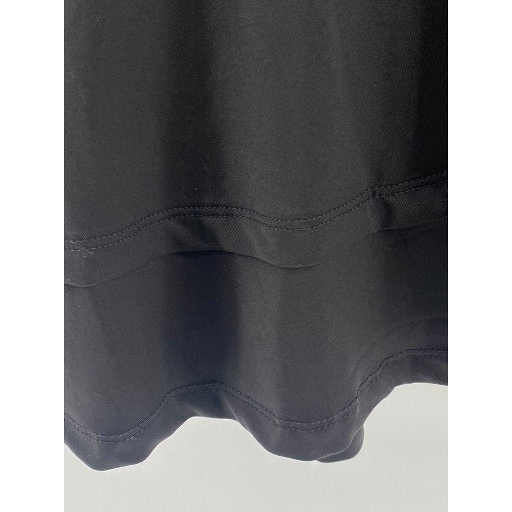 APANA Women's Black Solid Half-Zip Sleeveless A-Line Mini Active Dress SZ S