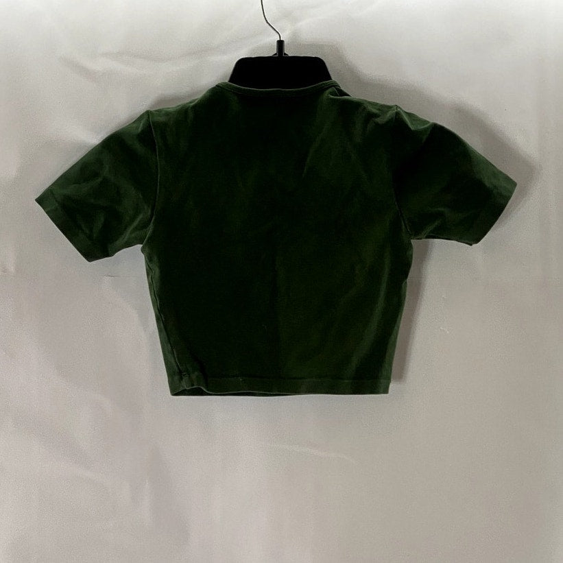 LOS ANGELES APPAREL Women's Dark Green Crewneck Cotton Spandex Crop Top SZ XS