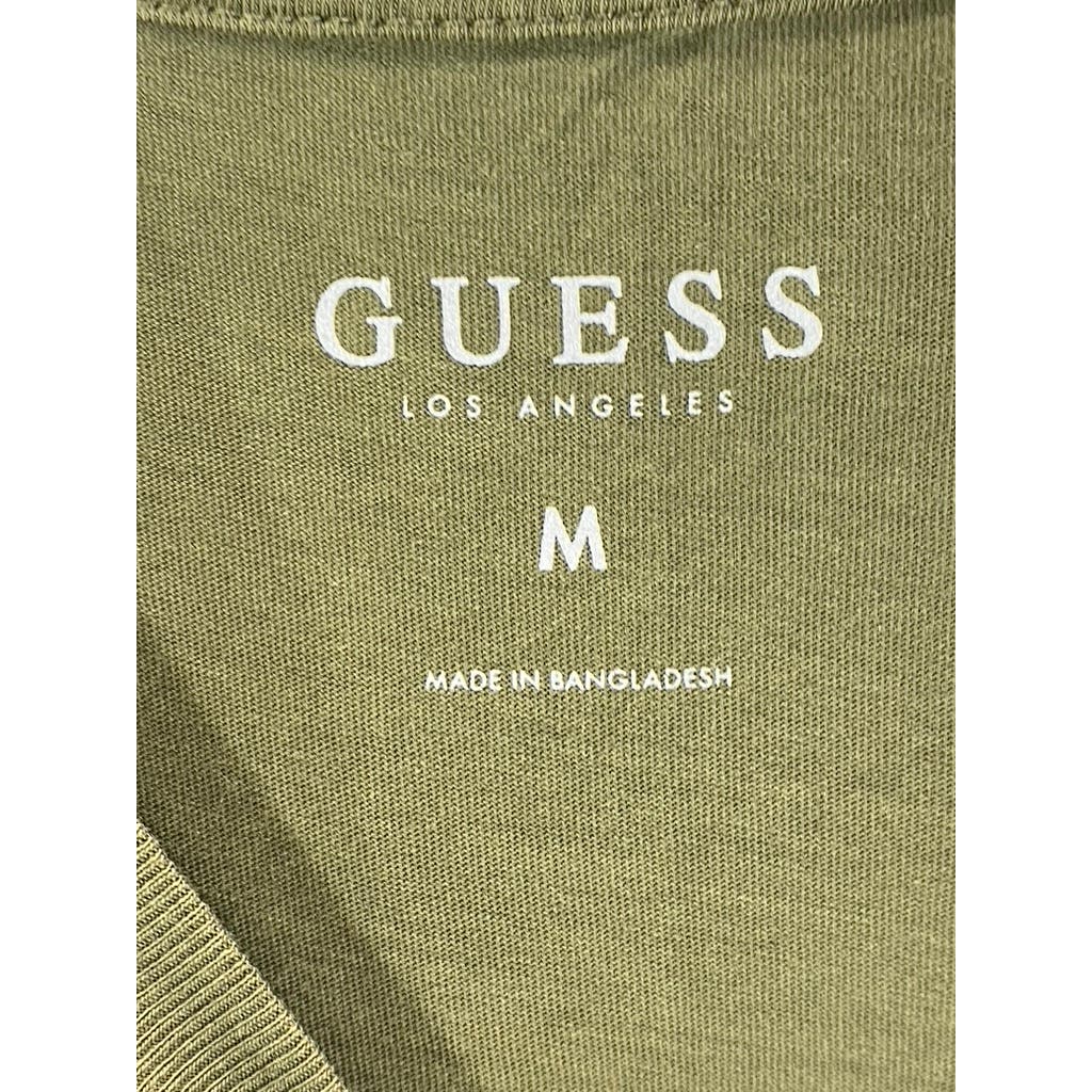 GUESS Men's Olive Green Striped Crewneck Short Sleeve T-Shirt SZ M