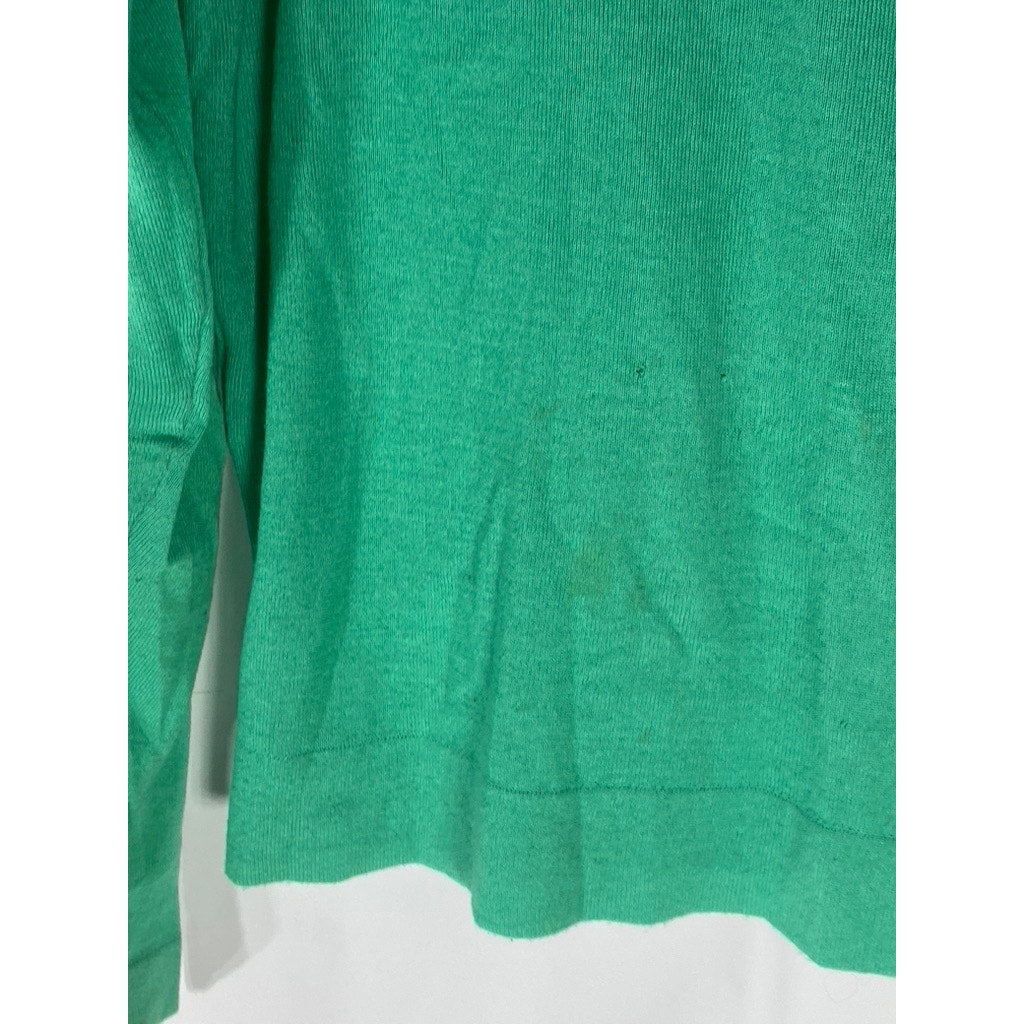 CALVIN KLEIN Collection Women's Green Crewneck Cashmere-Cotton Knit Sweater SZ M