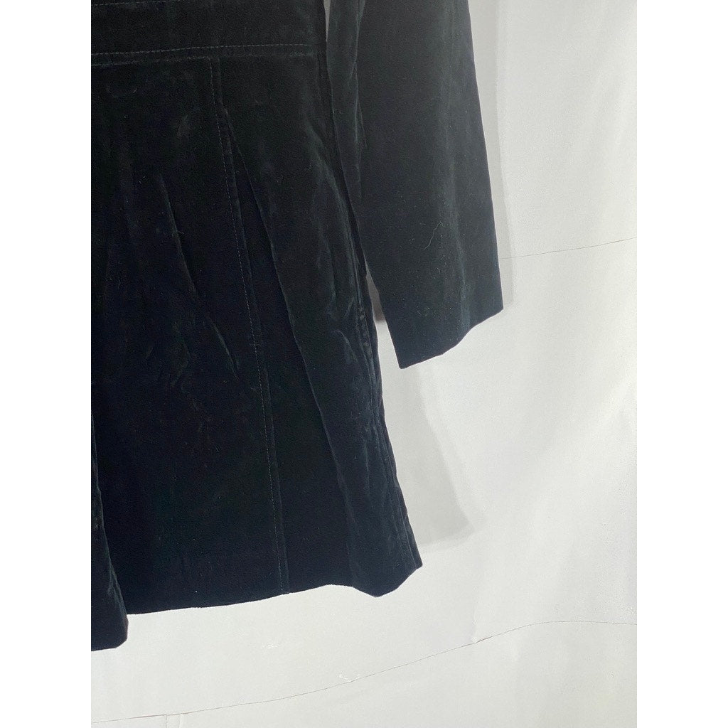 A.L.C. Women's Black Velvet Ivy Button-Front Long Sleeve Mini Dress SZ 8