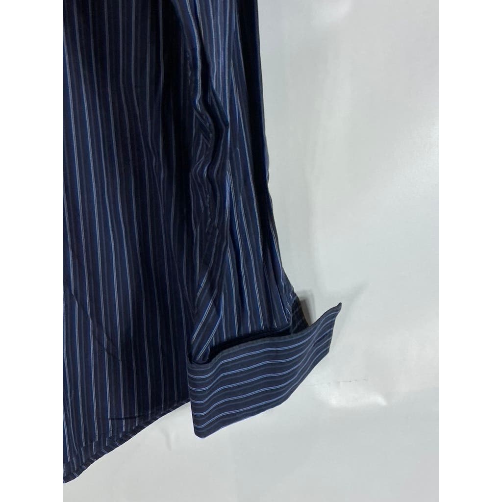 BANANA REPUBLIC Men's Black/Blue Pinstripe Button-Up Long Sleeve Shirt SZ15/15.5