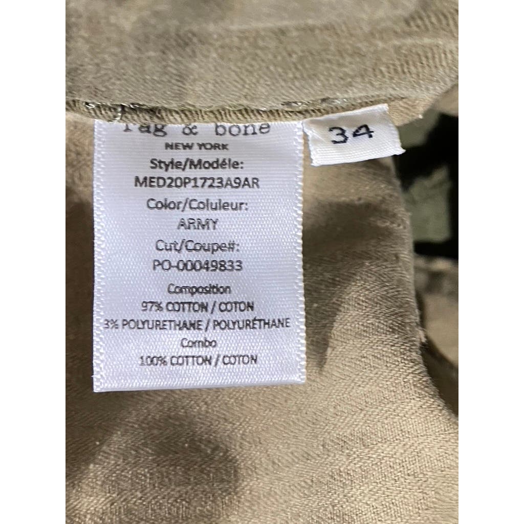 RAG & BONE Men's Army Slim-Fit Stretch Chino Pants SZ 34