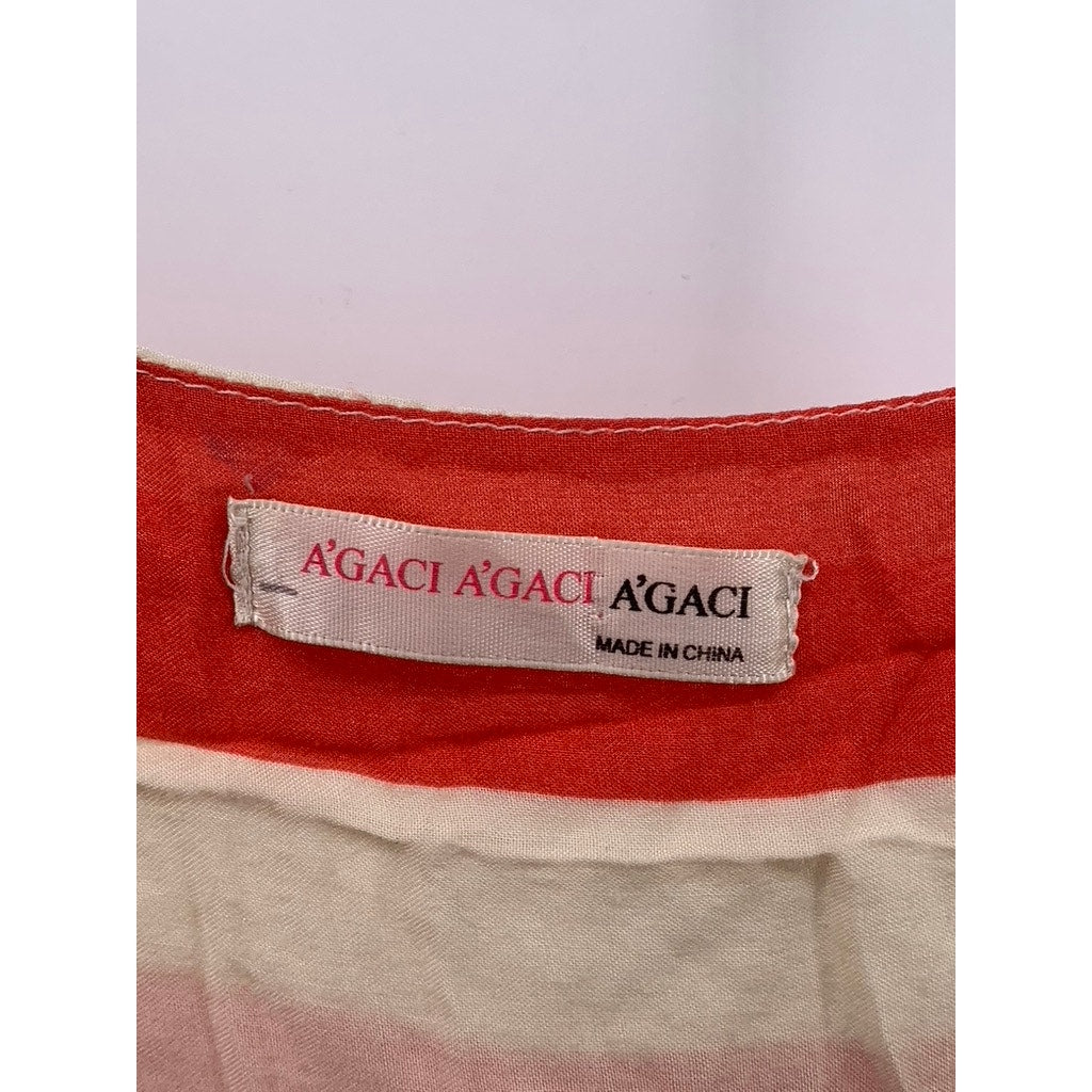 A'GACI Women's Multicolor Striped Front-Zip Pocket Mini A-Line Dress SZ M