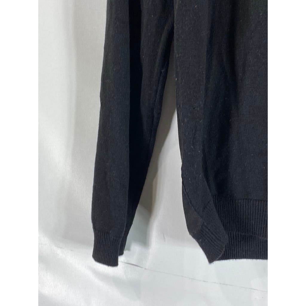 ZARA MAN Men's Black Solid Knit Mock Collar Zip-Up Sweater SZ M