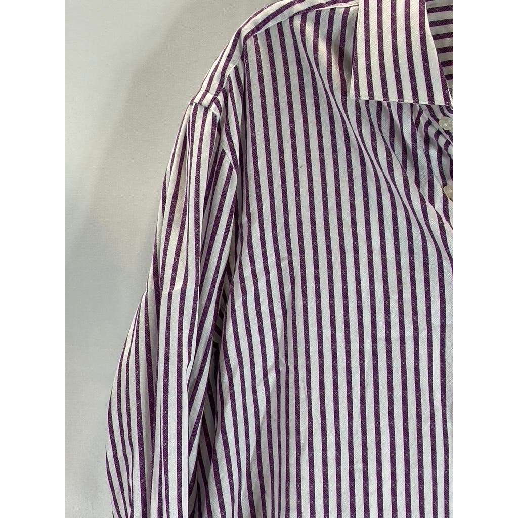 ROBERT GRAHAM Men's White/Burgundy Striped Knowledge Wisdom Truth Shirt SZ 17