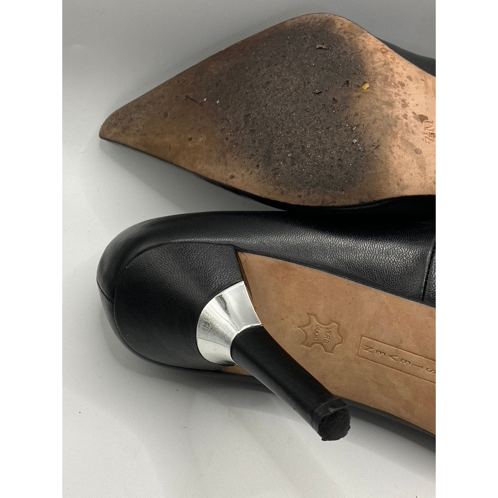 STEVEN BY STEVEN MADDEN Women's Black Leather Pointed-Toe Stiletto Pumps SZ 7.5