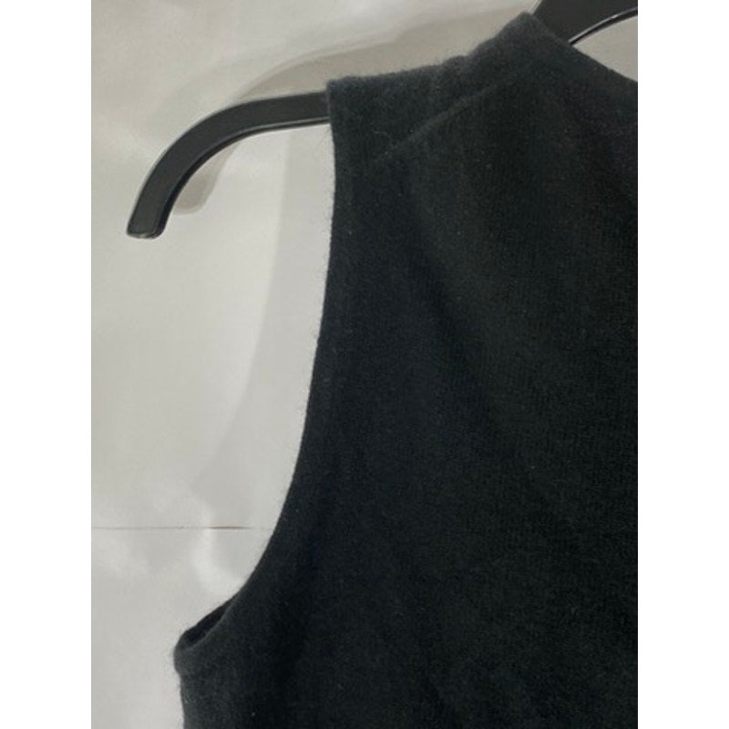 ANN TAYLOR Women’s Black Solid Two-Ply Cashmere Crewneck Tank Top SZ M
