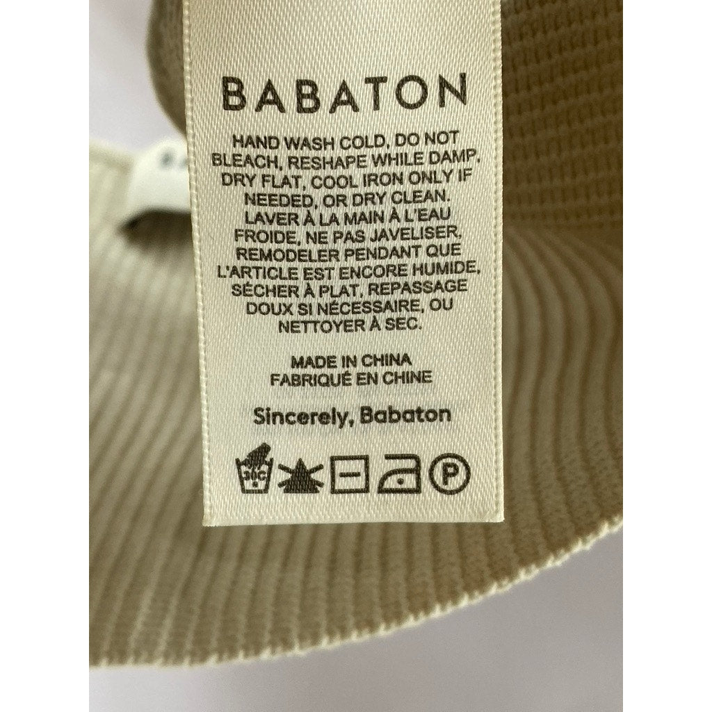 BABATON Women's Tan Ribbed Tie-Neck Halter Scoop-Neck Crop Top SZ S