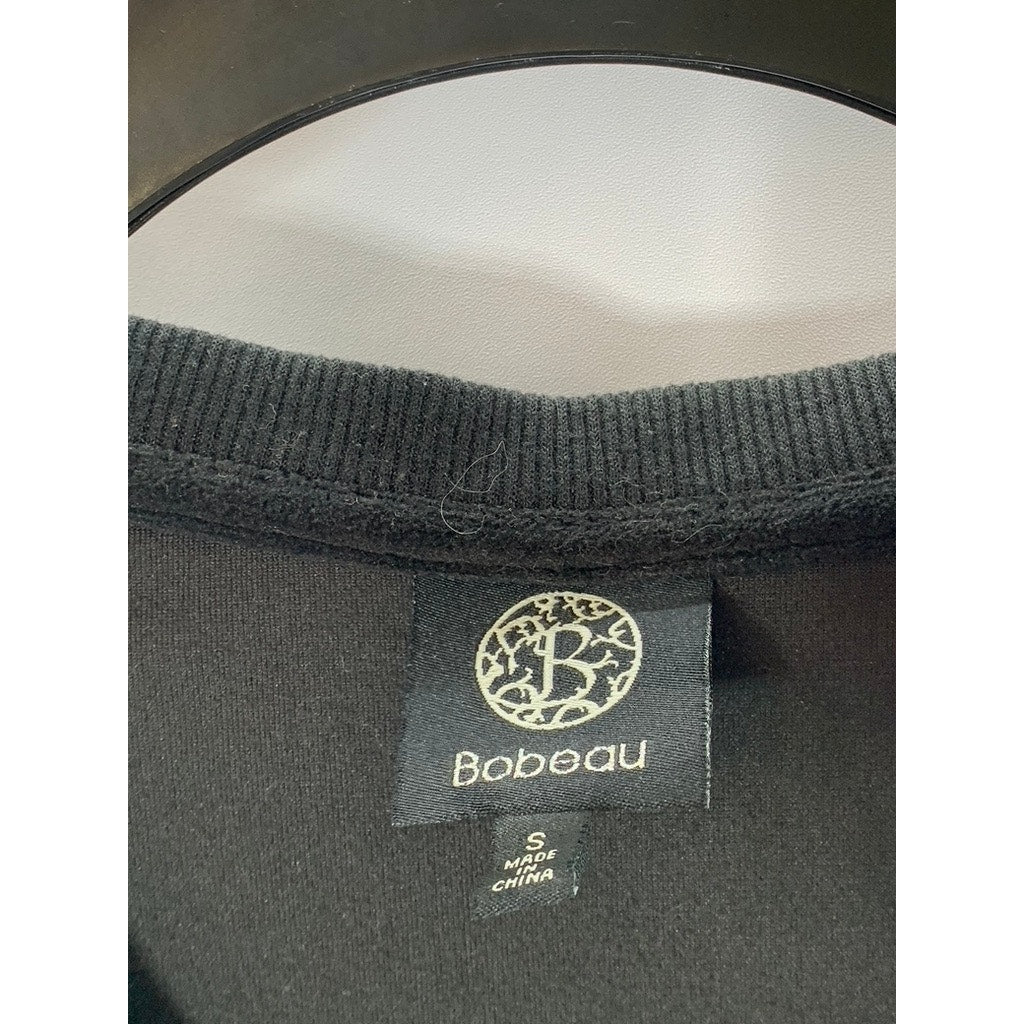 BOBEAU Women's Black Velvet V-Neck Pullover Long Sleeve Sweater SZ S