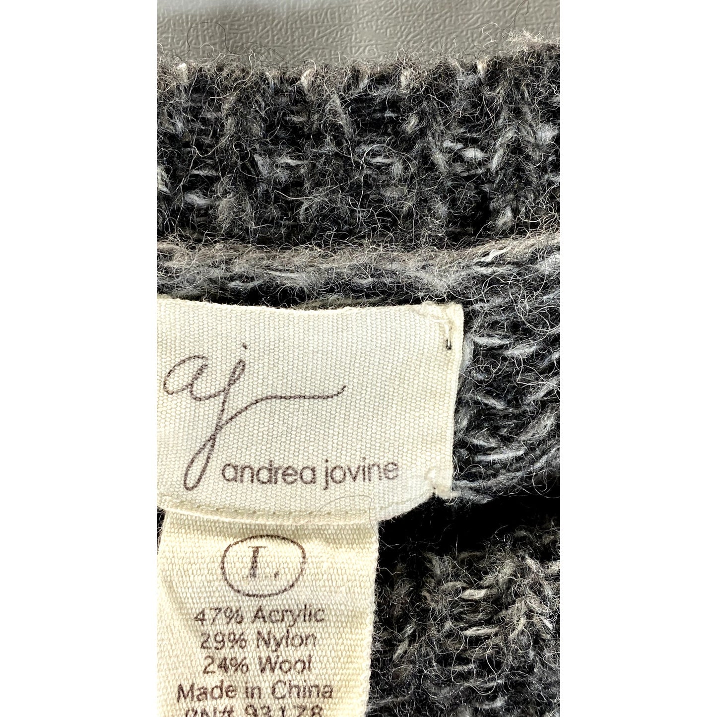 ANDREA JOVINE Women's Heather Gray Knit Pullover Sweater SZ L