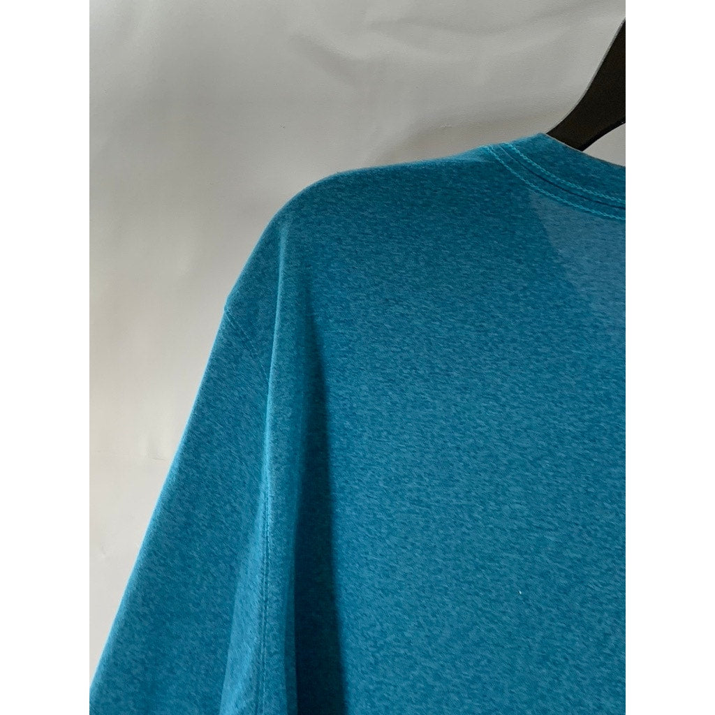 NIKE Men's Blue Heather Dri-Fit V-Neck Swoosh Logo Short Sleeve T-Shirt SZ XL