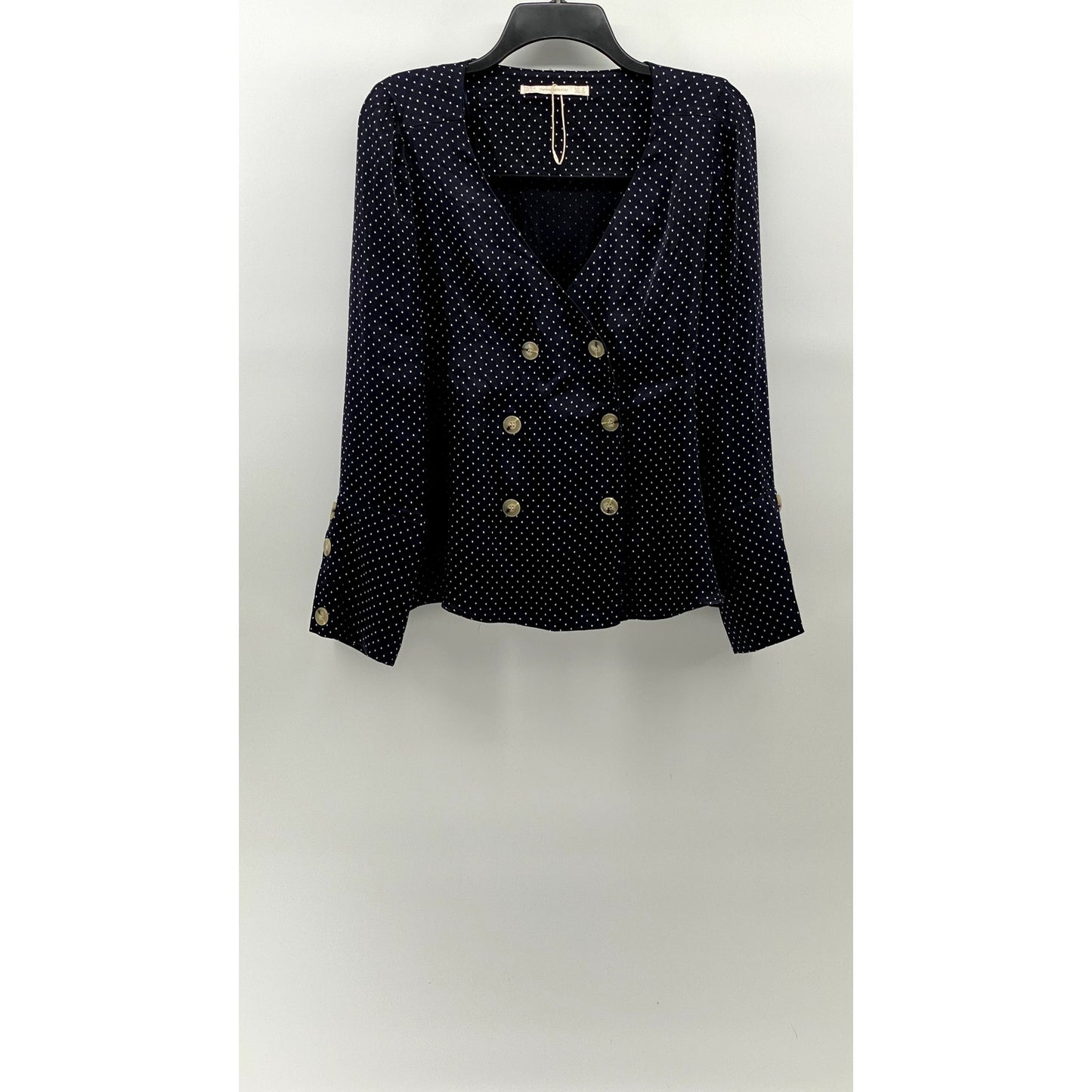 ZARA TRAFALUC Women's Micro Dot Double-Breast V-Neck Long Sleeve Blazer SZ M