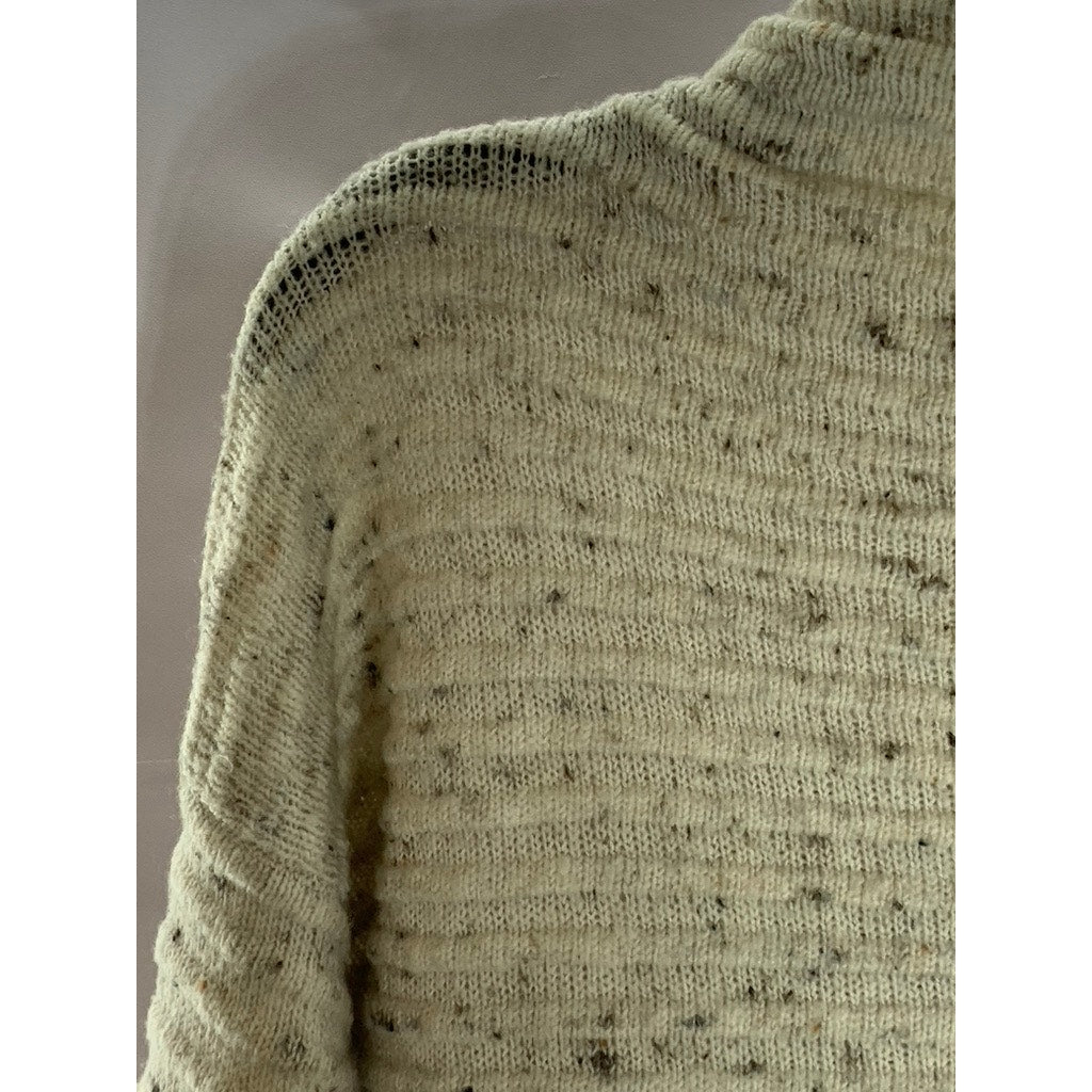 MADEWELL Women's Cream Flecked Belmont Donegal Mock Neck Pullover Sweater SZ S