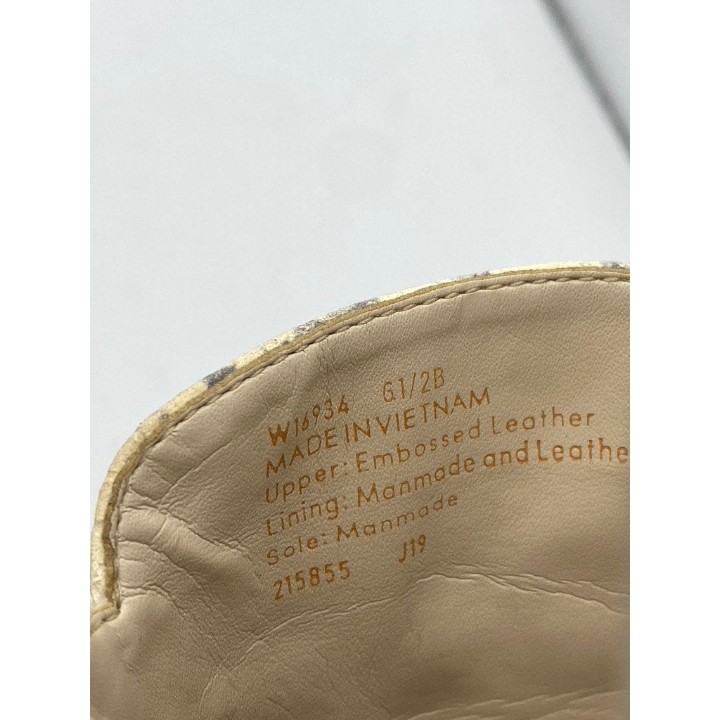 COLE HAAN Women’s Beige Leather Snake-Skin Embossed Slip-On Mule Shoes SZ 6.5