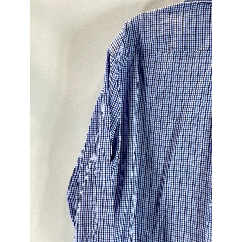 BROOKS BROTHERS Men's Blue Gingham Original Polo Regular-Fit Button-Up Shirt SZL