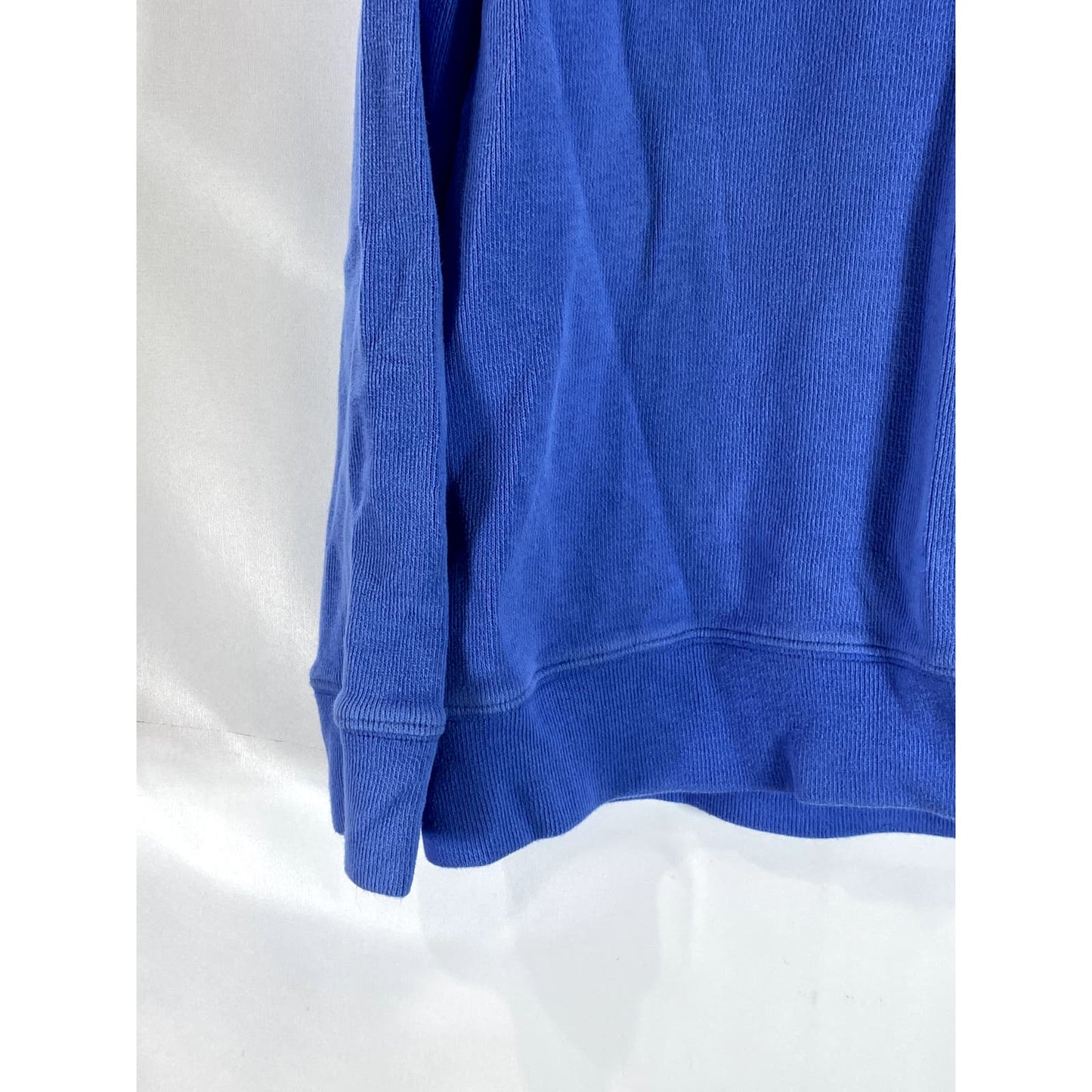 LANDS' END Men's Blue Cotton Bedford Rib Quarter-Zip Pullover Sweater SZ XL