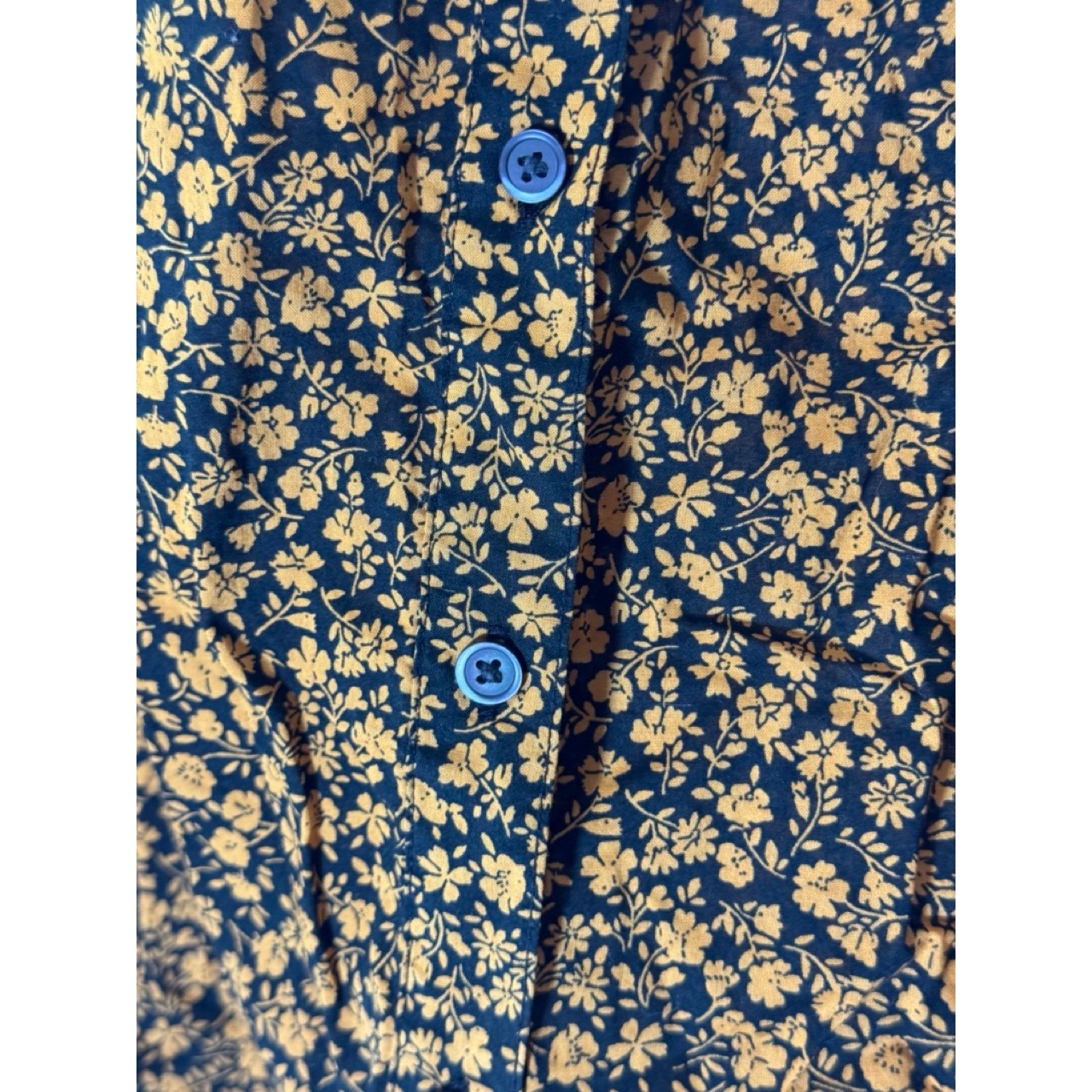 STUDIO SANDERSON X UNIQLO Women's Orange/Black Mini Floral Button-Up Blouse SZ S