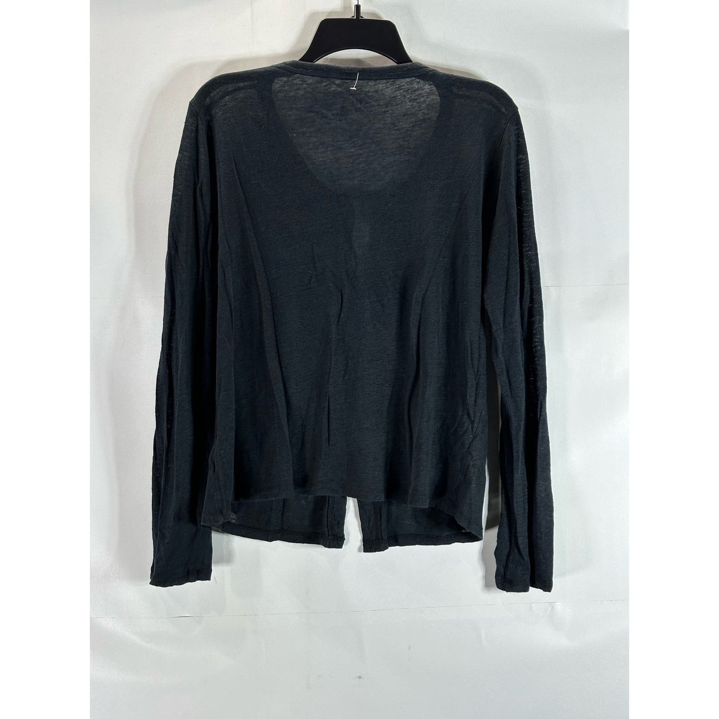 MAJESTIC FILATURES Women's Black Solid Button-Down Tie-Neck Cardigan SZ 3(USM)