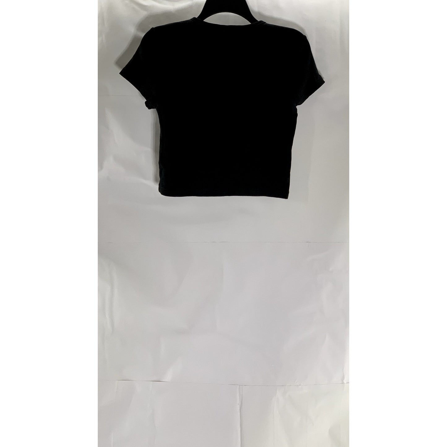 DIVIDED BY H&M Women's Black Crewneck Ribbed Short Sleeve Crop Top SZ L