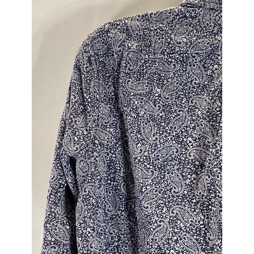 DIESEL Men's Navy/White Paisley Giamma Button-Up Long Sleeve Shirt SZ S