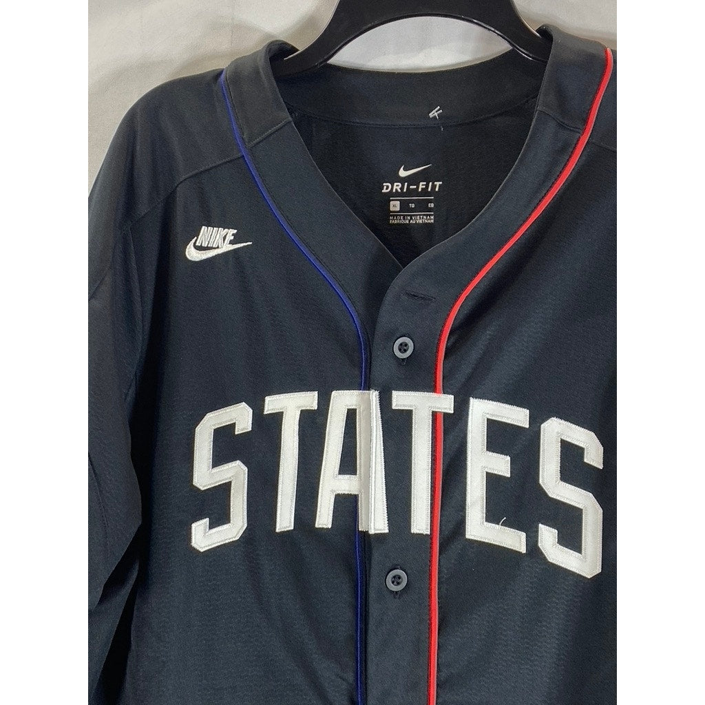 NIKE Men's Black USMNT Dri-Fit Short Sleeve Button-Up Baseball Jersey SZ XL