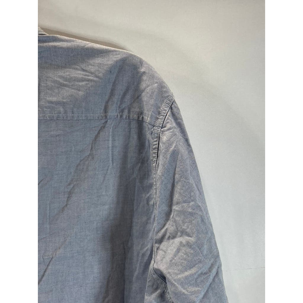 SCOTCH & SODA Men's Light Blue Raw Mandarin Collar Regular-Fit Collar SZ XL