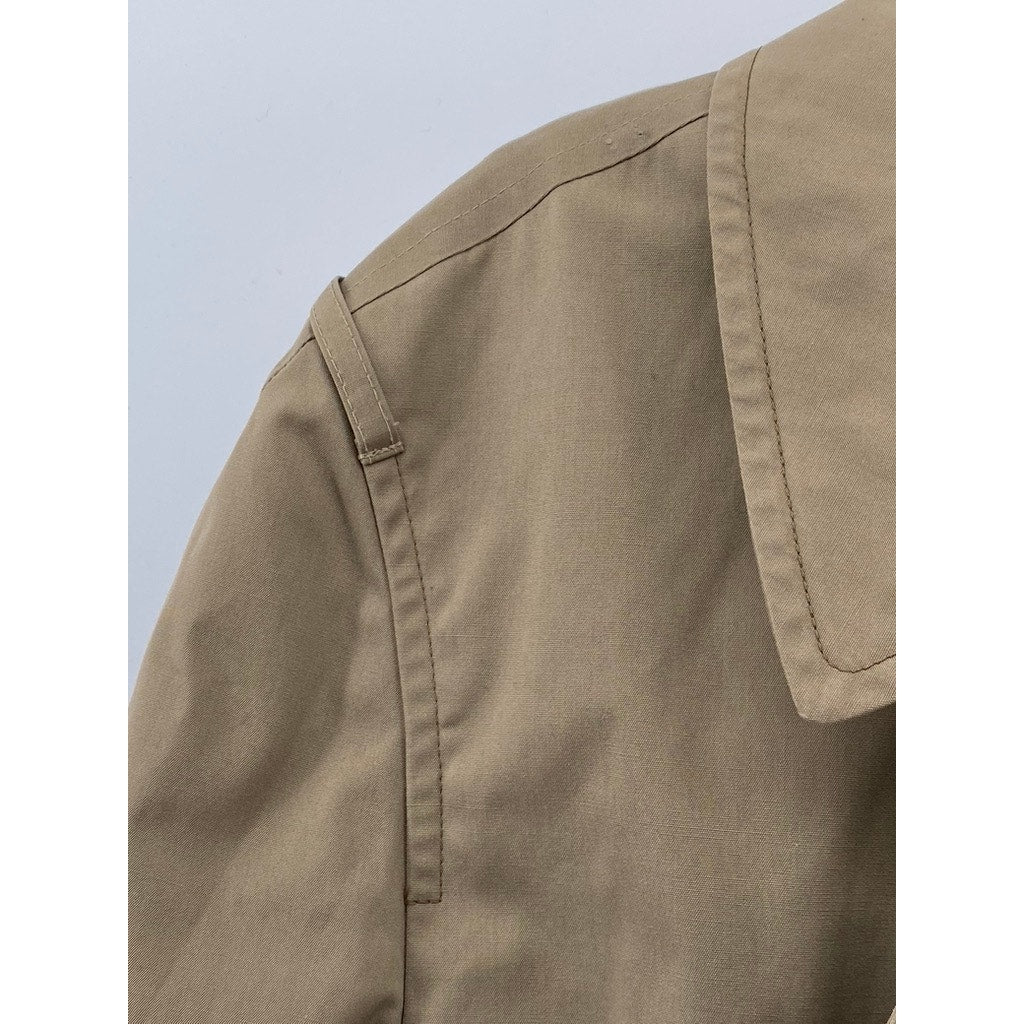 UNBRANDED Men's Tan Button-Up Long Sleeve Notch Collar Belted Trench Coat SZ L