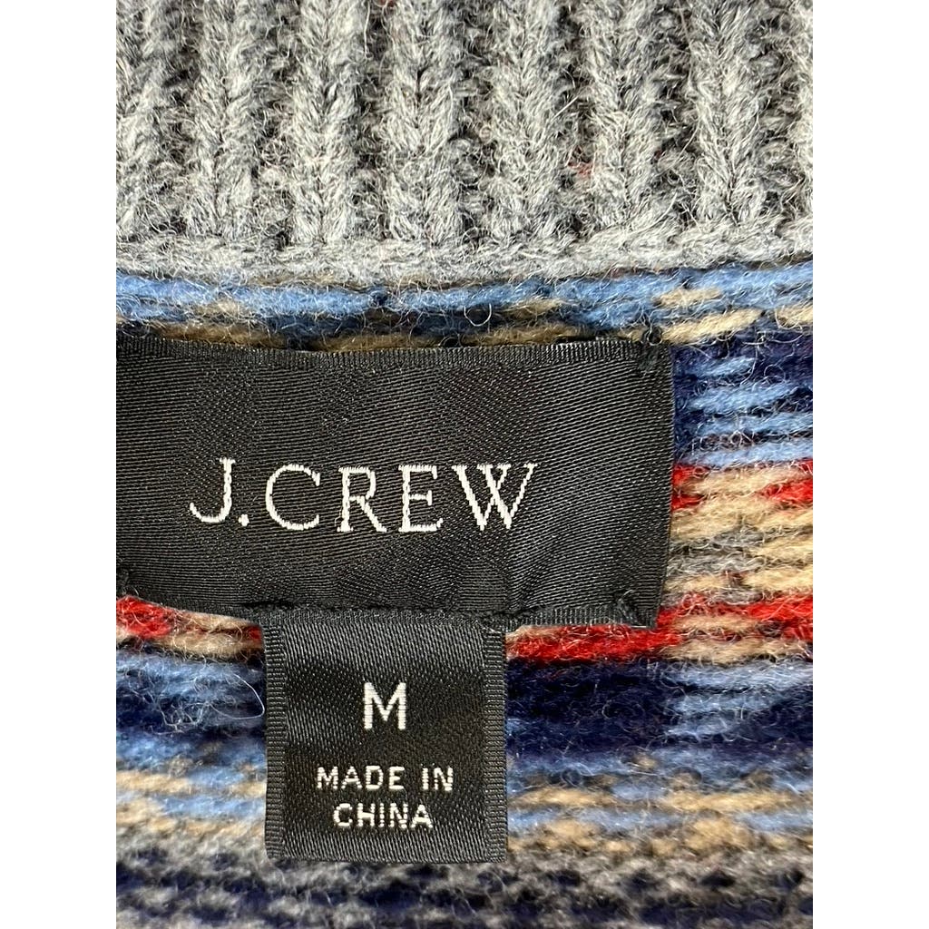 J.CREW Men's Grey Multi Crewneck Lambswool Pullover Sweater SZ M