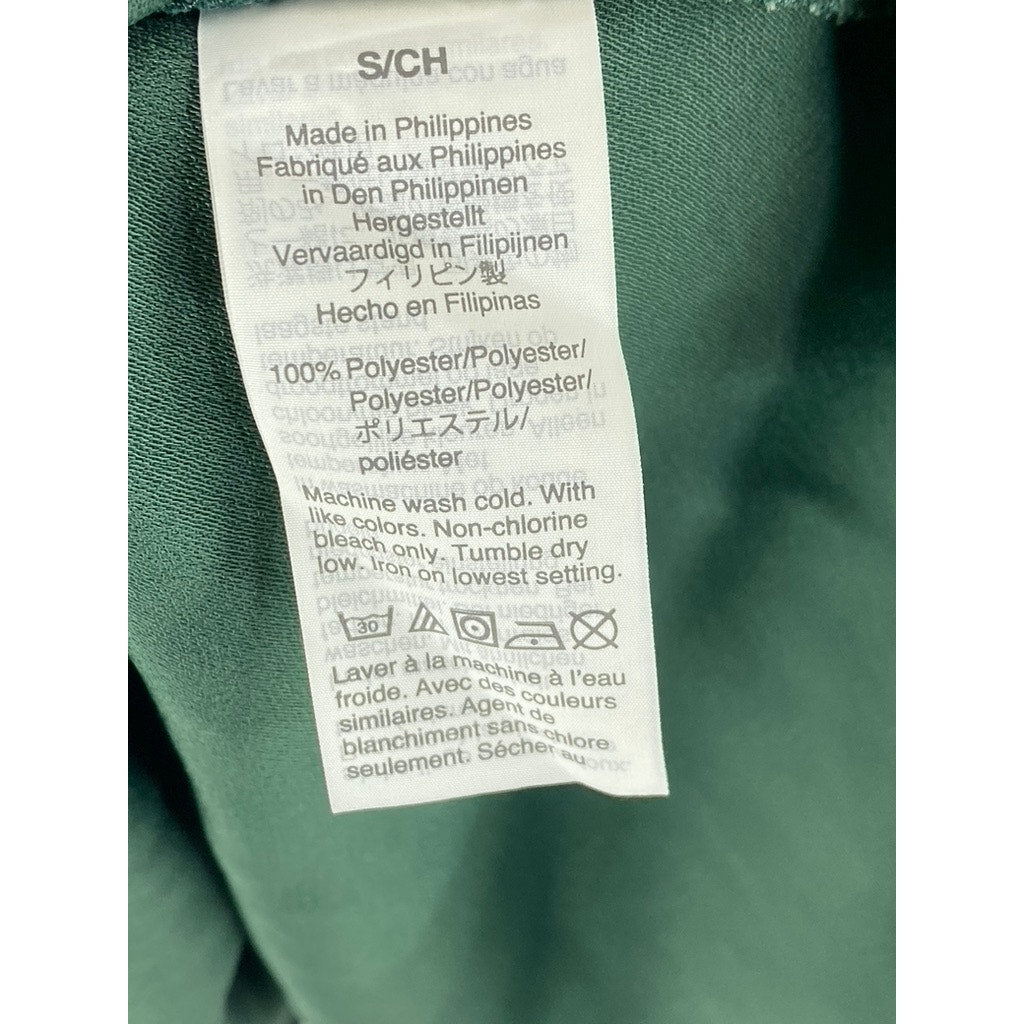 J.CREW Women's Dark Green Ruffle-Neck Long Sleeve 365 Crepe Top SZ S