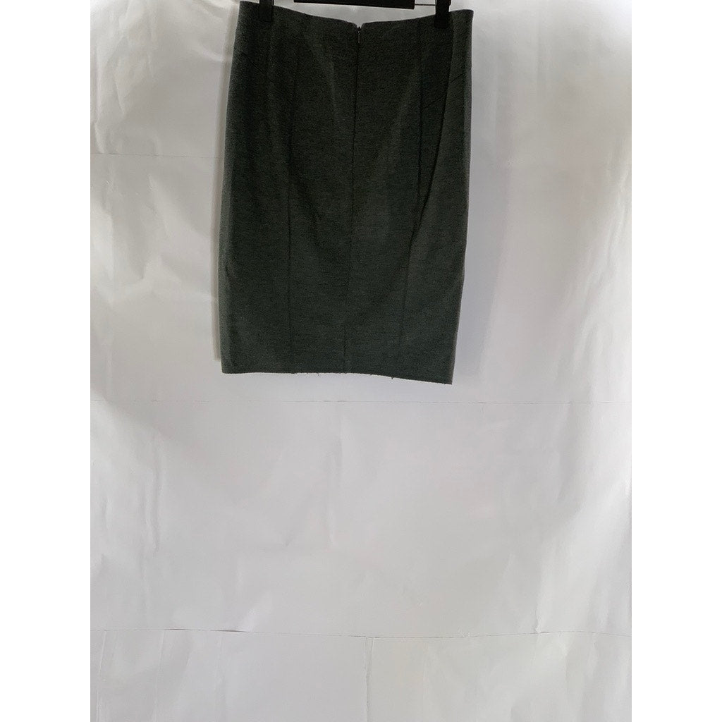 ANN TAYLOR Women's Dark Gray Elastic Waist Straight Knee Length Skirt SZ 0