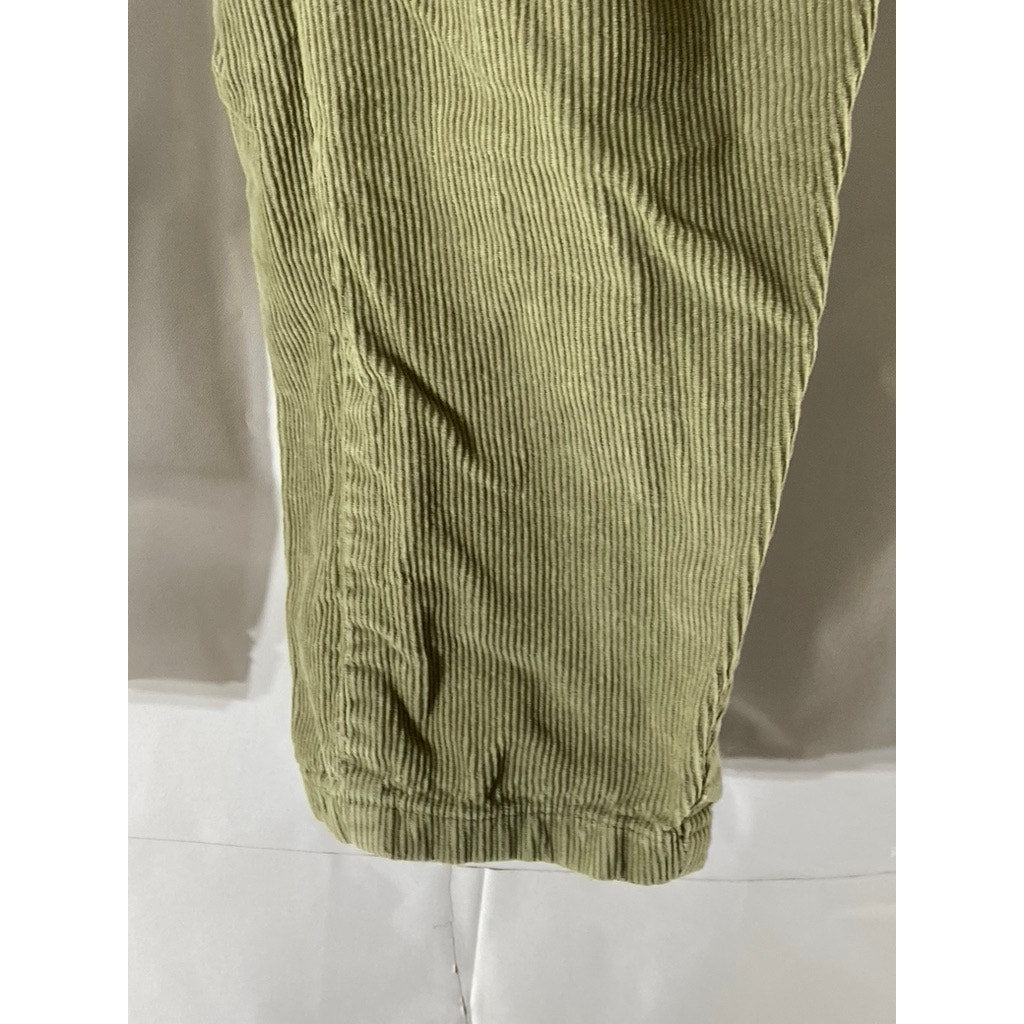 ZARA Women’s Olive Green Corduroy Ruffle-Waist Jogger Pant SZ 12