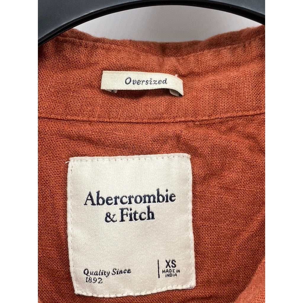 ABERCROMBIE & FITCH Women's Paprika Orange Linen-Blend Oversized Top SZ XS