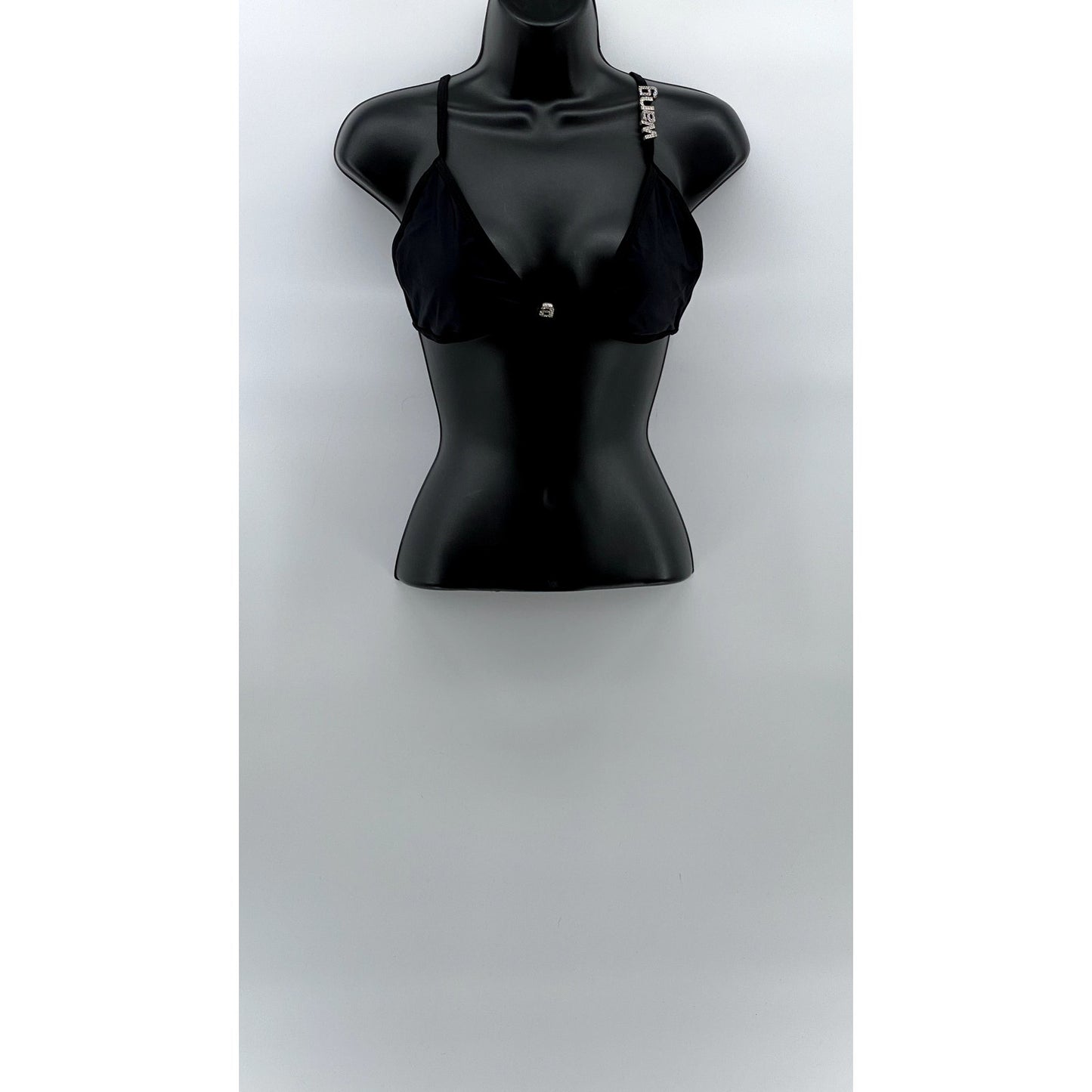 ALEXANDER WANG Women's Black Logo Embellished Tie-Back Bikini Top SZ XL