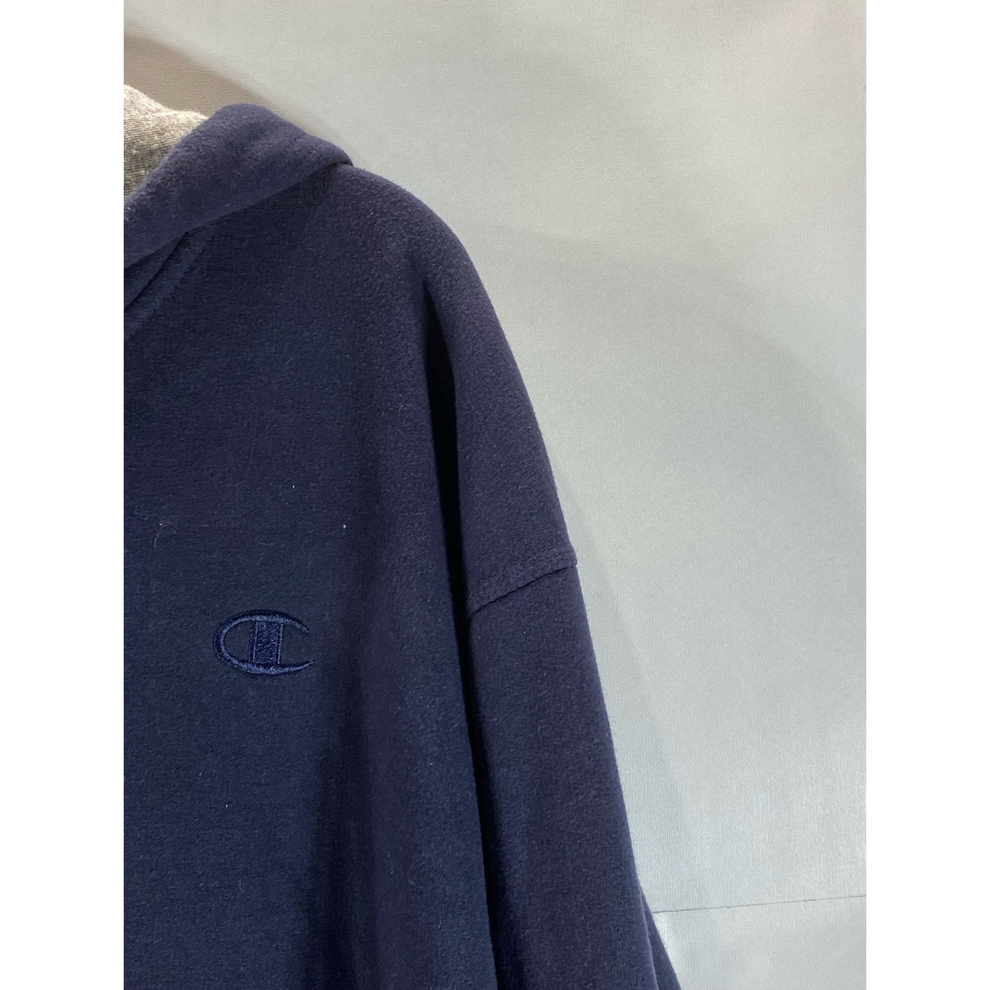 CHAMPION Men’s Navy Solid Hooded C-Logo Zip-Up Sweatshirt SZ XL