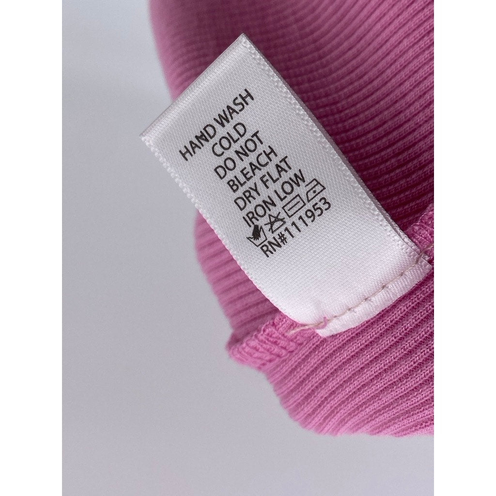 ACTIVE USA Women's Light Pink V-Neck Ribbed Button-Front Mini Dress SZ L