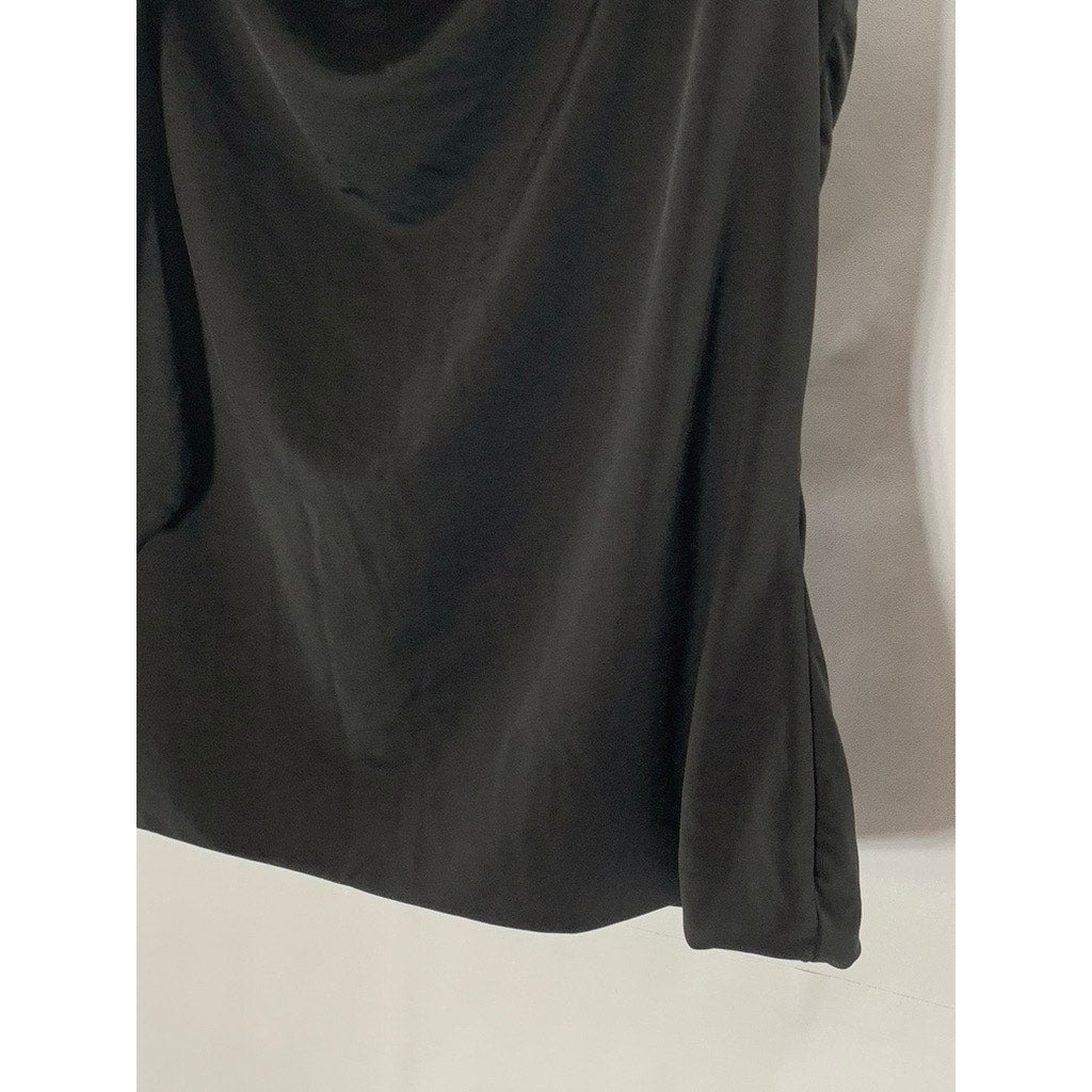NASTY GAL Women's Black Solid Premium Slinky Ring Detail Cowl Neck Top SZ 2