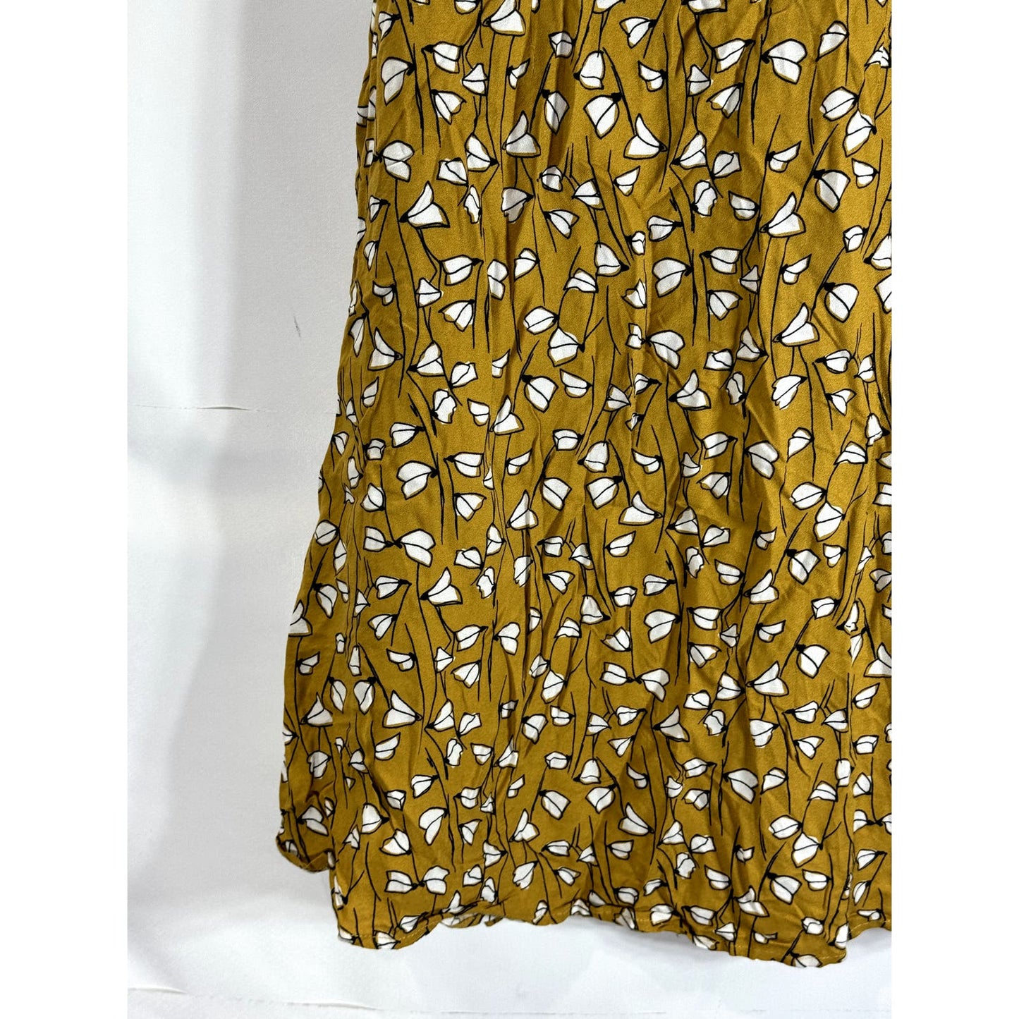 DRESS FORUM Los Angeles Women's Yellow Print V-Neck Short Sleeve Wrap Dress SZ S