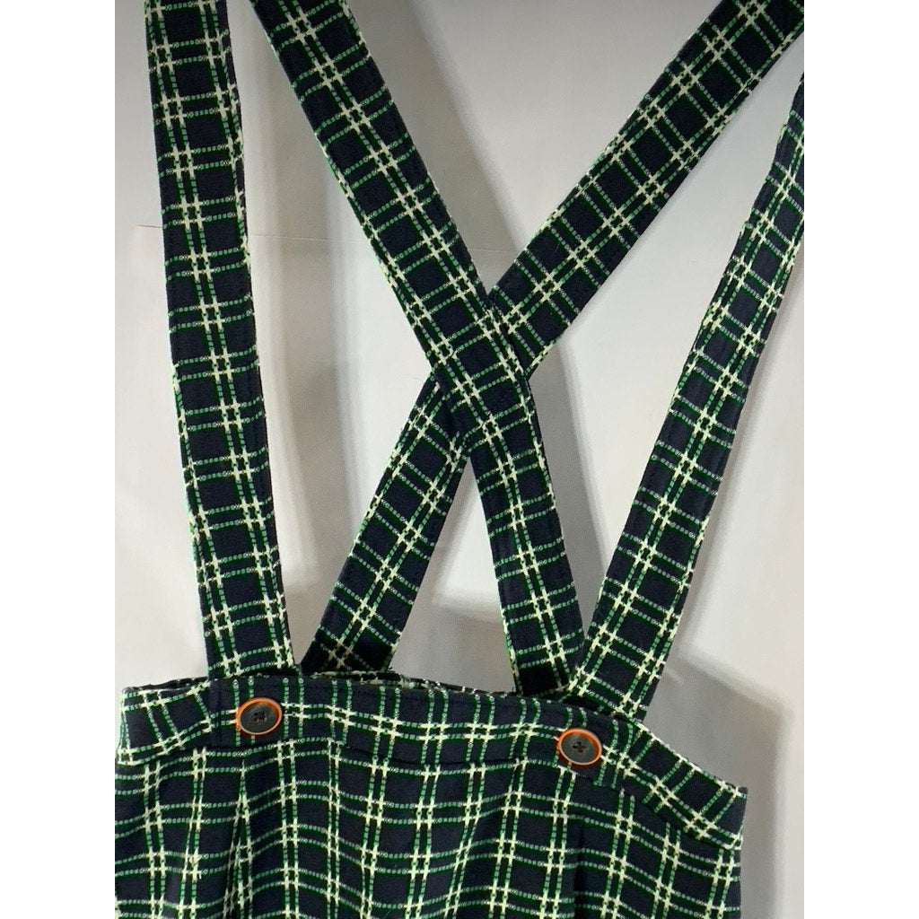 MAEVE By ANTHROPOLOGIE Women's Green/Black Checkered Overall Mini Skirt SZ 4