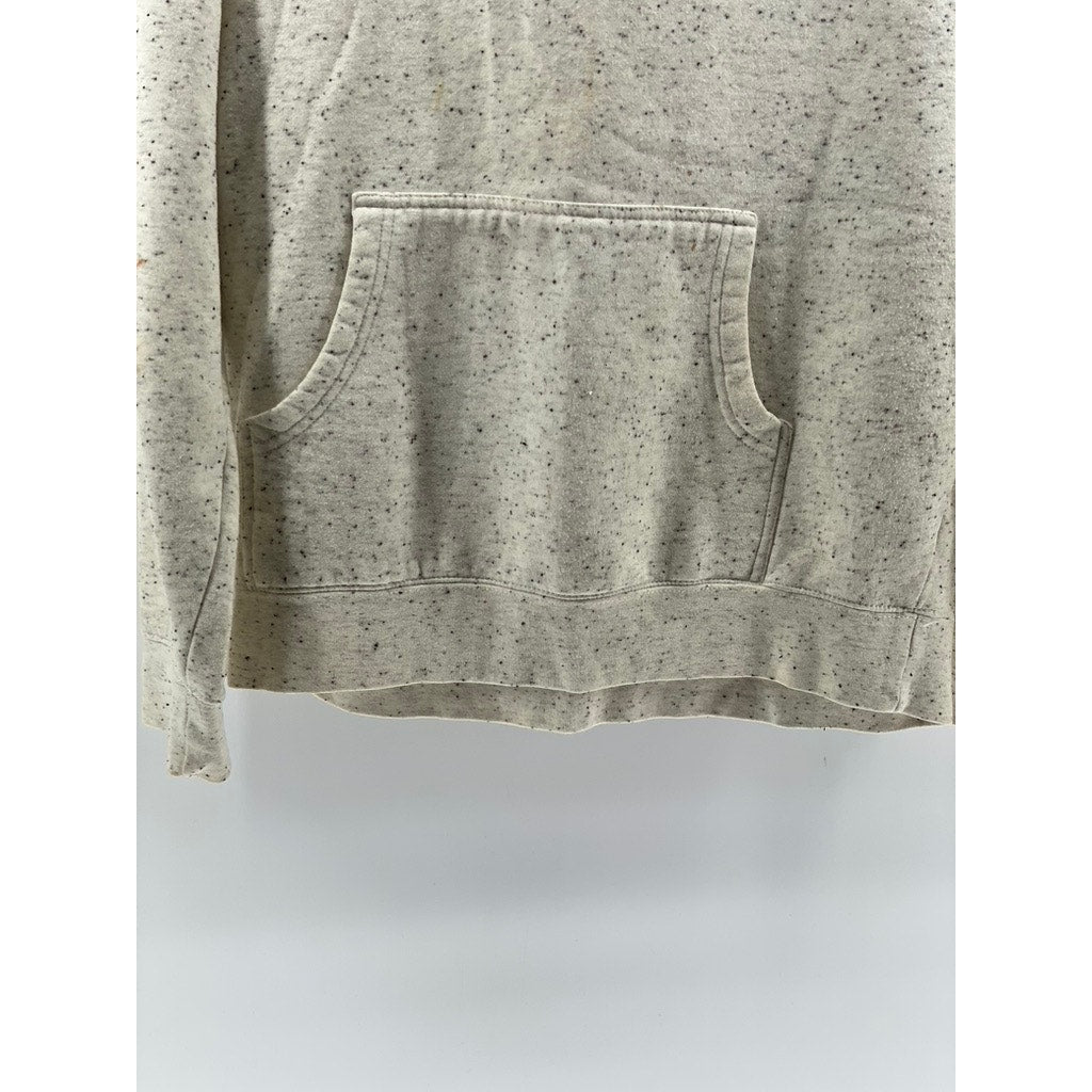 GLOSSIER Women's Light-Gray Speckle Print Logo Casual Pullover Hoodie SZ L
