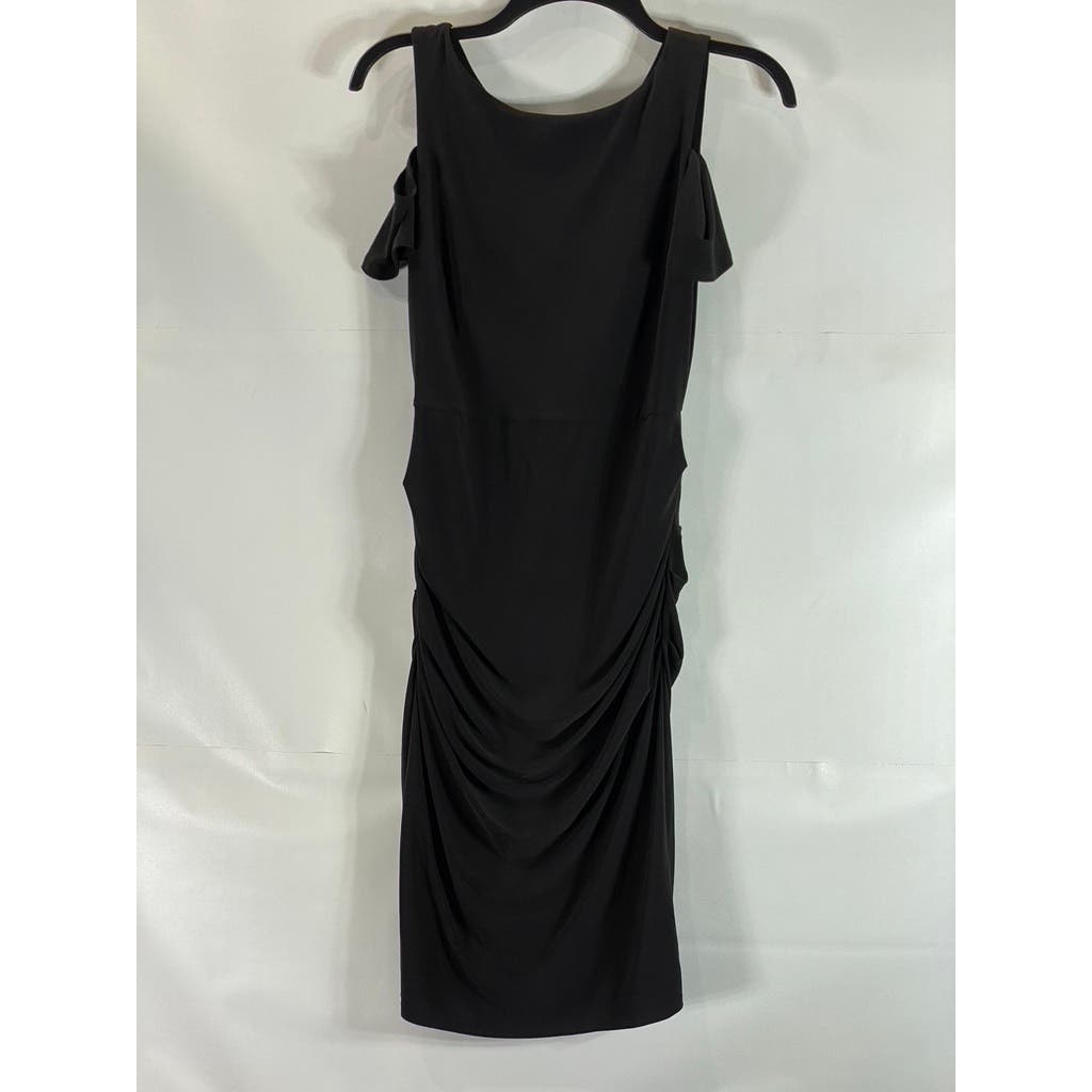LAUNDRY BY SHELLI SEGAL Women's Black Cutout Shoulder Knee Length Dress SZ 0