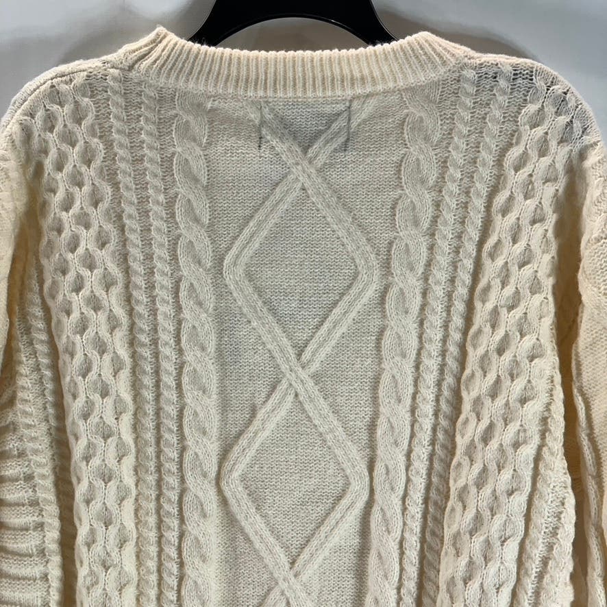 AELFRIC EDEN Unisex Beige Eden Oversized Crewneck Cable-Knit Sweater SZ L