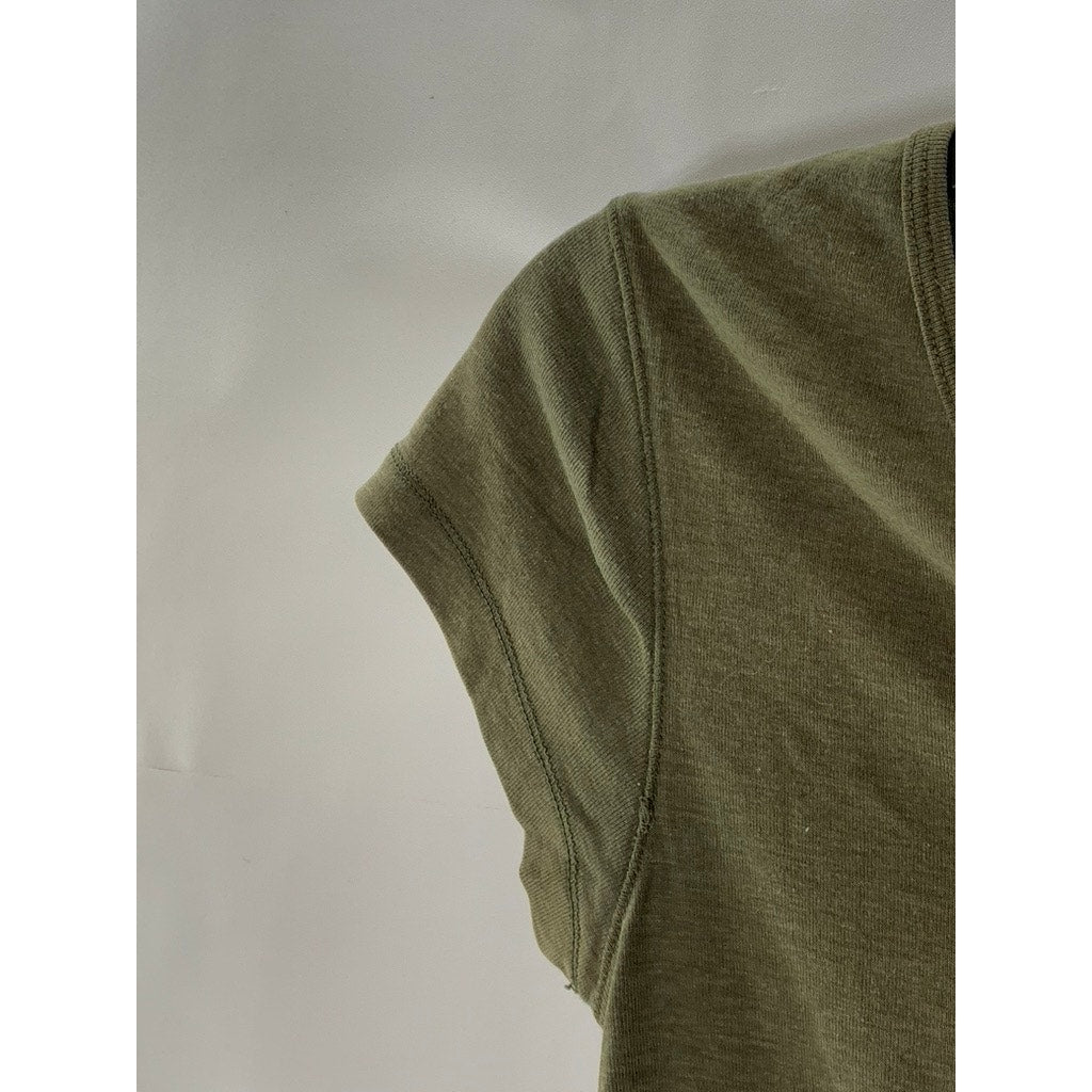 OLD NAVY Women's Army Green Perfect Short Sleeve Casual Henley Top SZ M