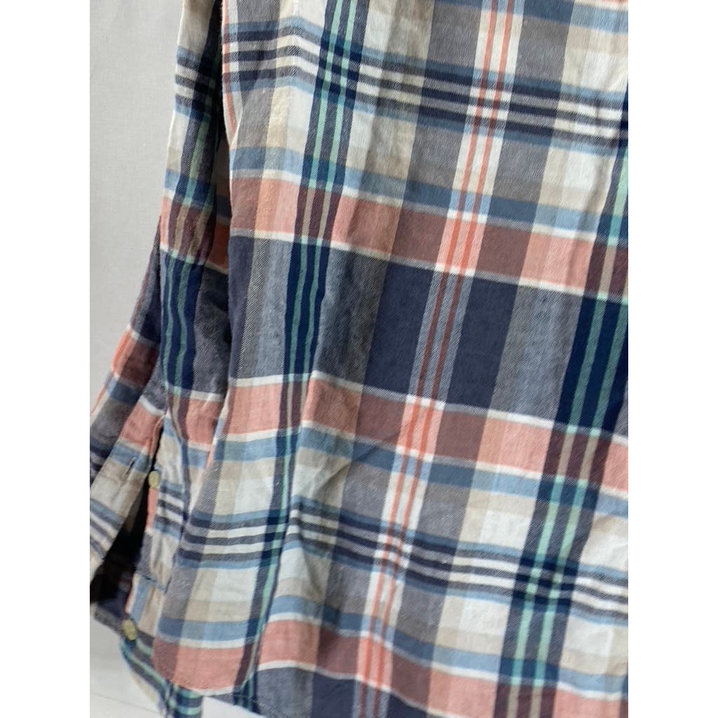 AMERICAN EAGLE Men's Blue/Orange Plaid Seriously Soft Classic Shirt SZ M