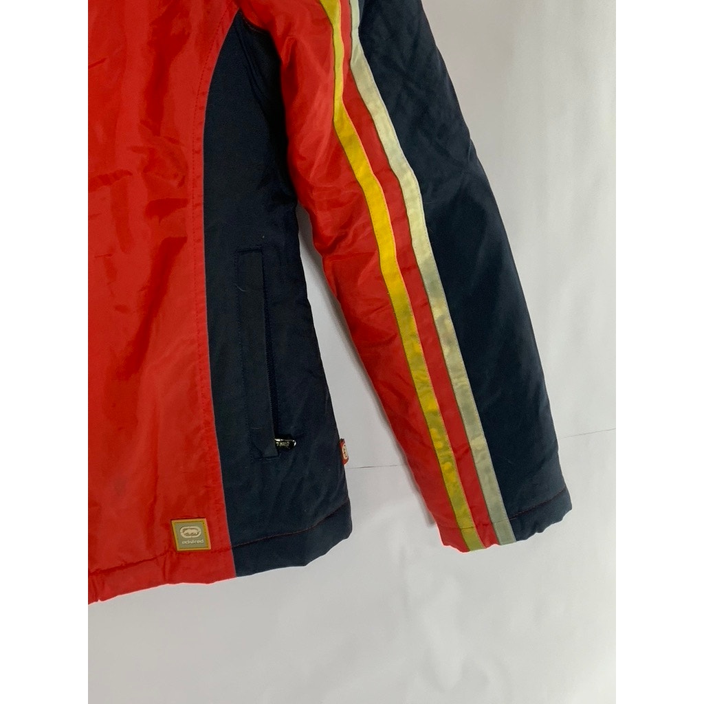 ECKORED Women's Vintage Red/Black Racecar Zip-Up Stand Collar Jacket SZ S