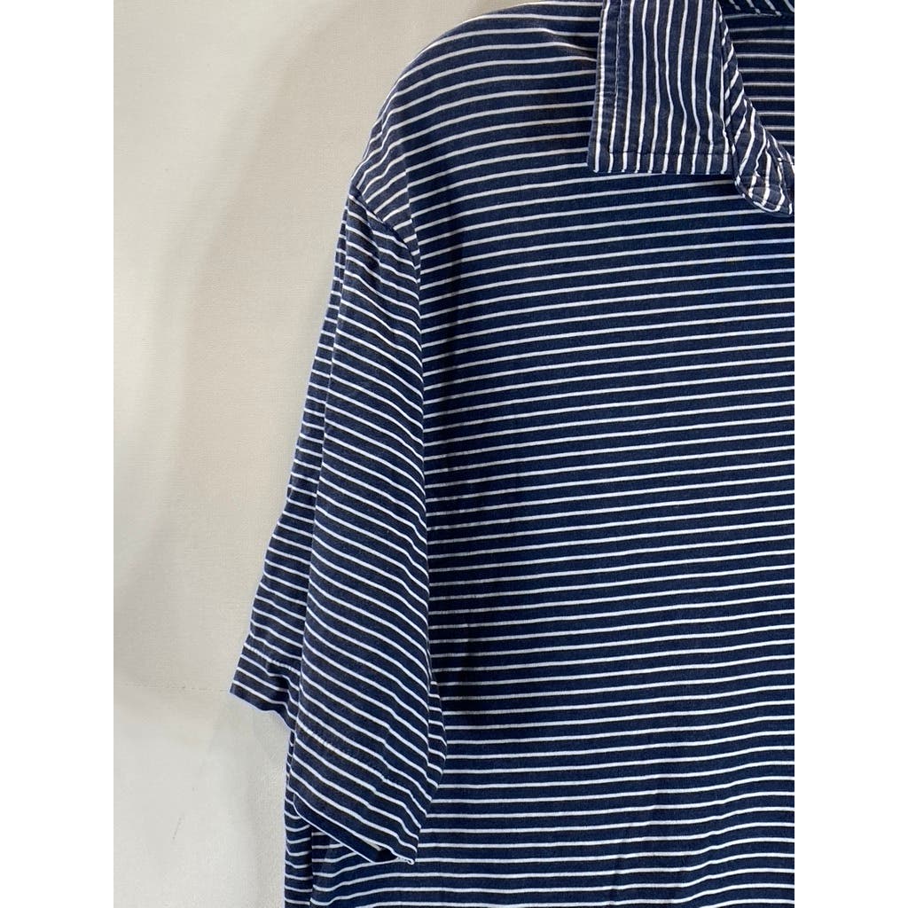 VINEYARD VINES Men's Navy Feeder Striped Pima Short Sleeve Polo SZ XL