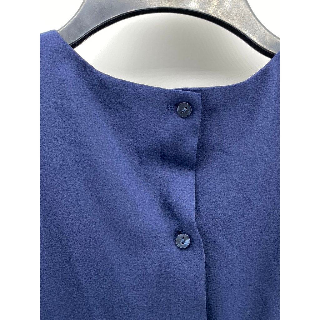 BANANA REPUBLIC Women's Maritime Blue Crewneck Sleeveless Button-Back Top SZ XS